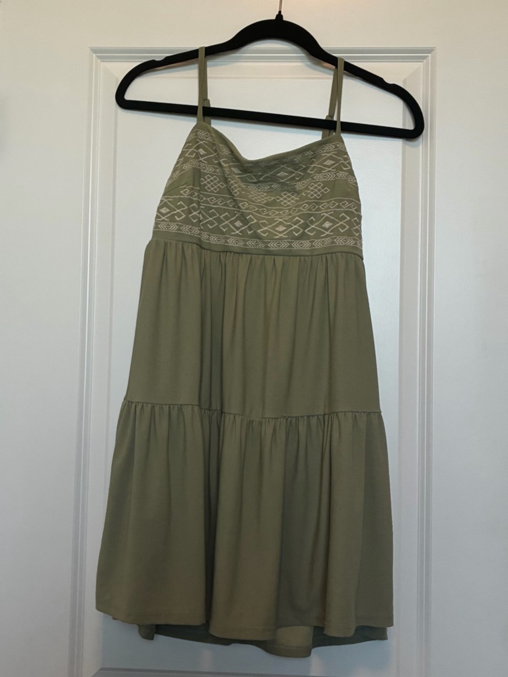 Blue Rain Olive Green Smocked dress